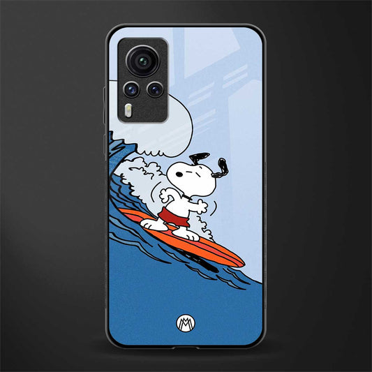 snoopy surfing glass case for vivo x60 pro image