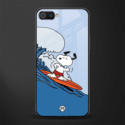 snoopy surfing glass case for realme c2 image