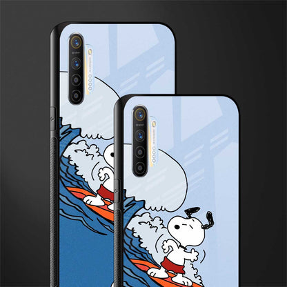 snoopy surfing glass case for realme xt image-2