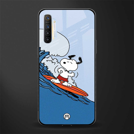 snoopy surfing glass case for realme xt image