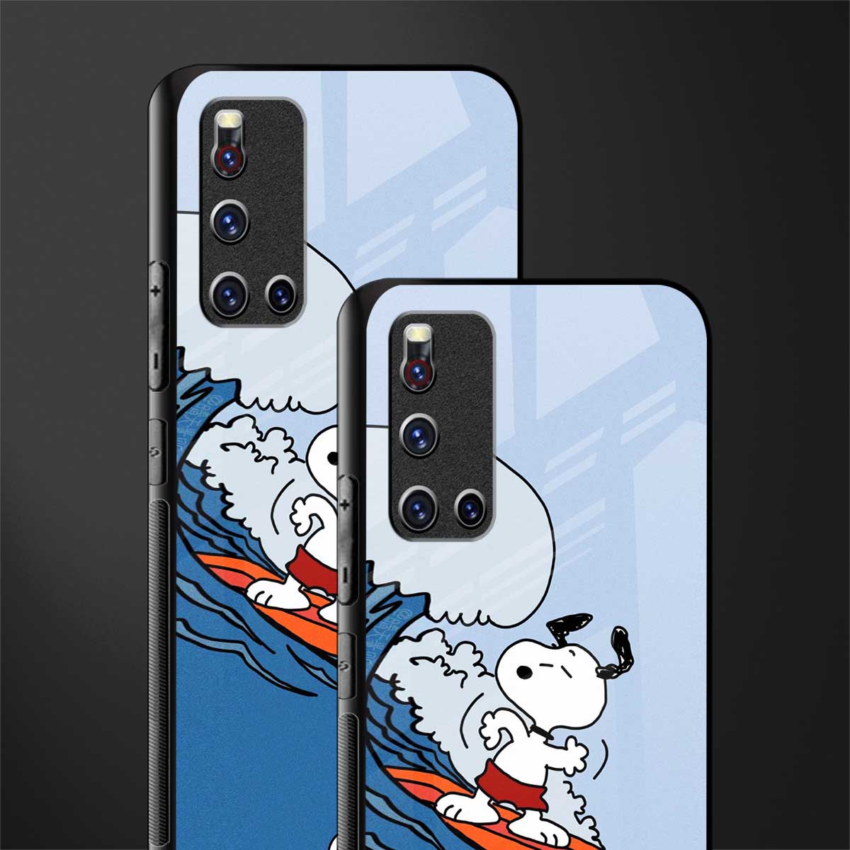 snoopy surfing glass case for vivo v19 image-2