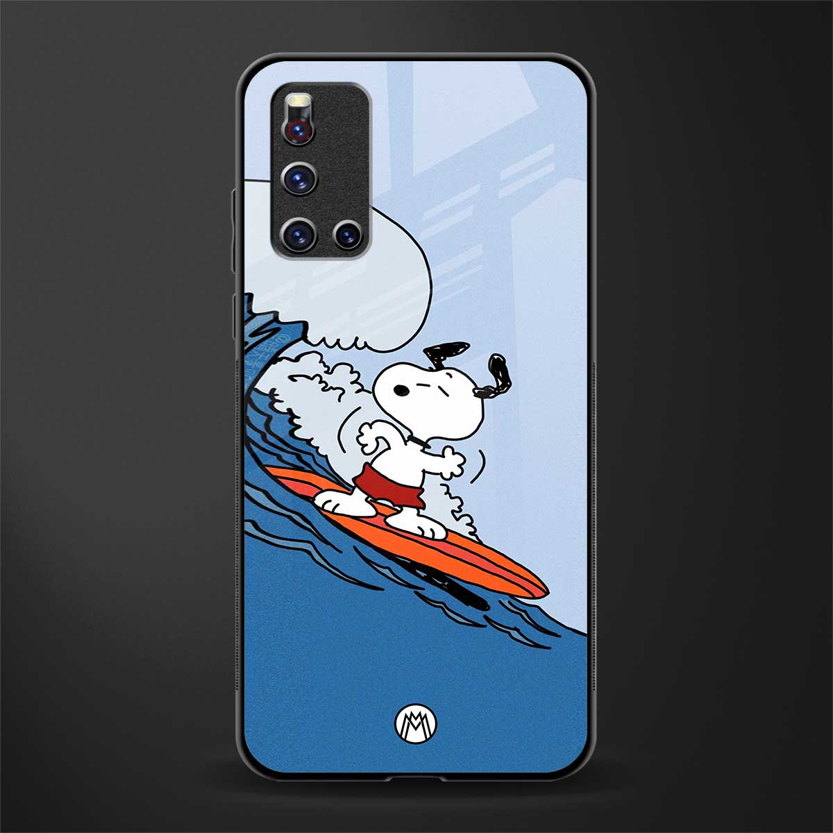snoopy surfing glass case for vivo v19 image