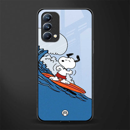 snoopy surfing glass case for oppo f19 image