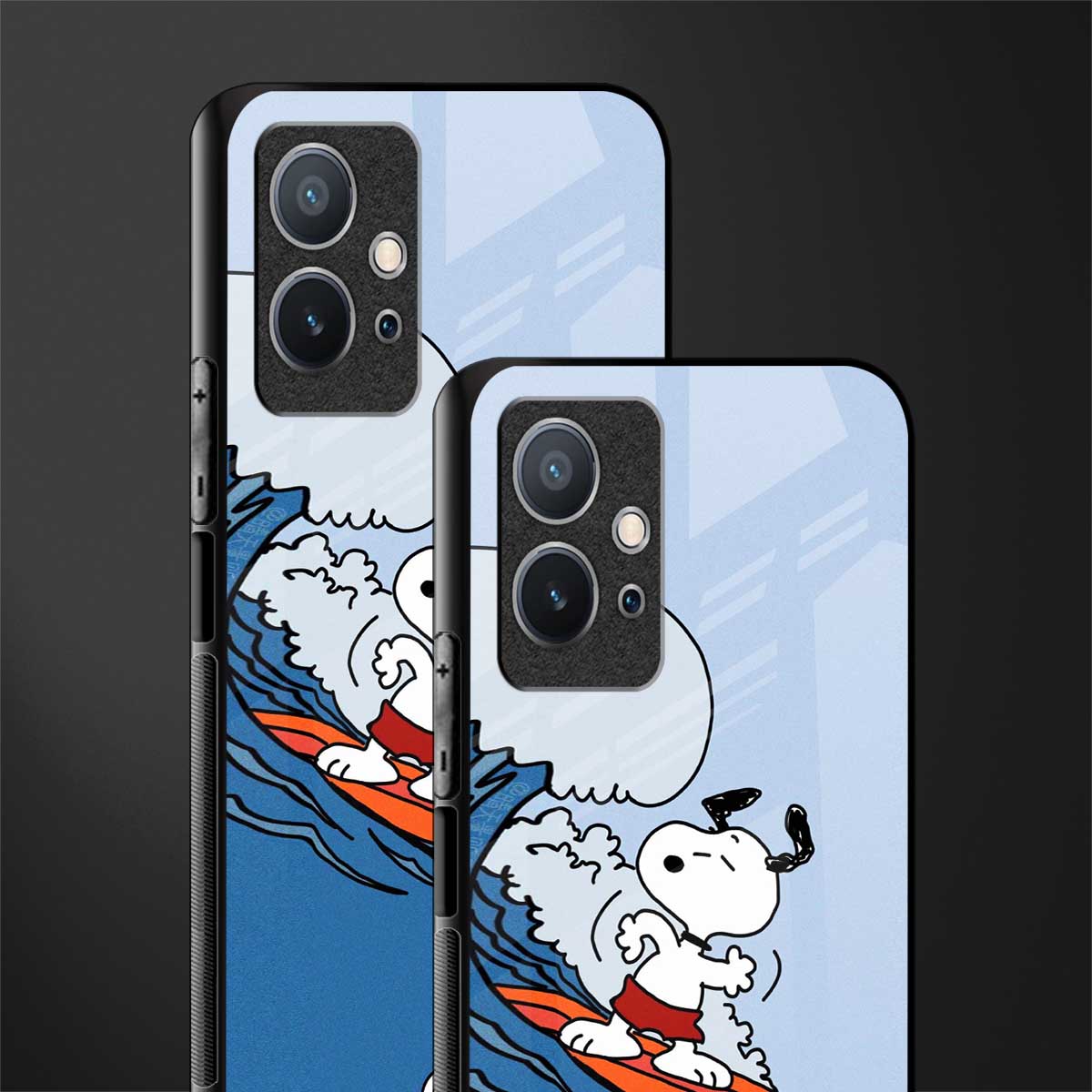 snoopy surfing glass case for vivo y75 5g image-2