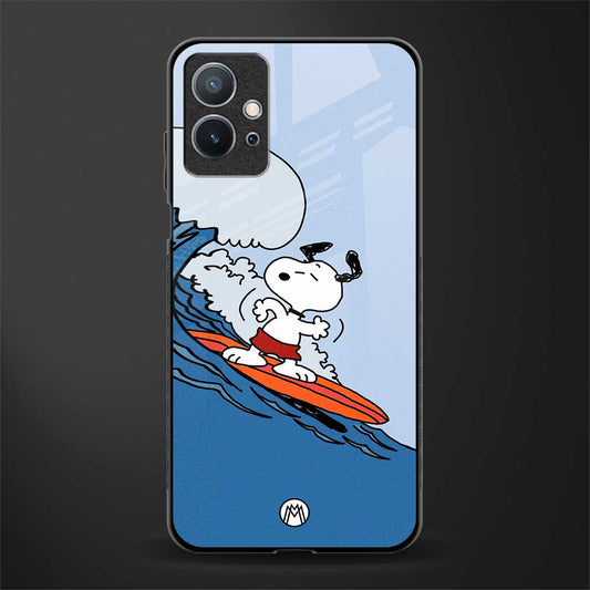 snoopy surfing glass case for vivo t1 5g image