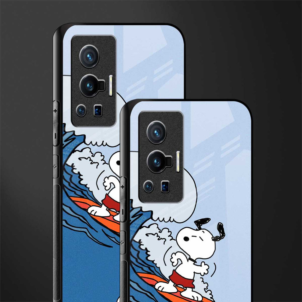 snoopy surfing glass case for vivo x70 pro image-2