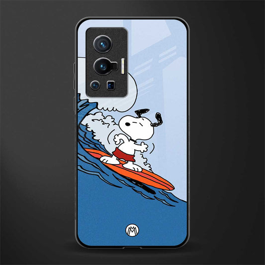 snoopy surfing glass case for vivo x70 pro image