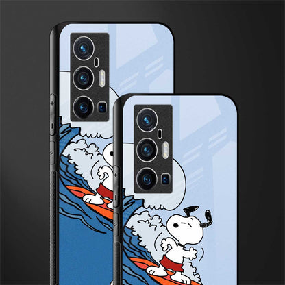 snoopy surfing glass case for vivo x70 pro plus image-2
