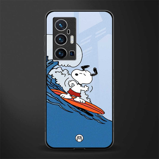 snoopy surfing glass case for vivo x70 pro plus image