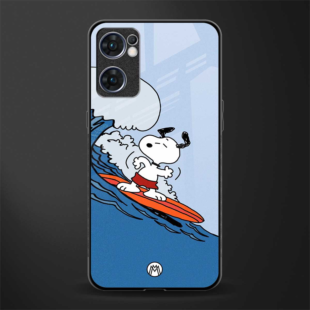 snoopy surfing glass case for oppo reno7 5g image