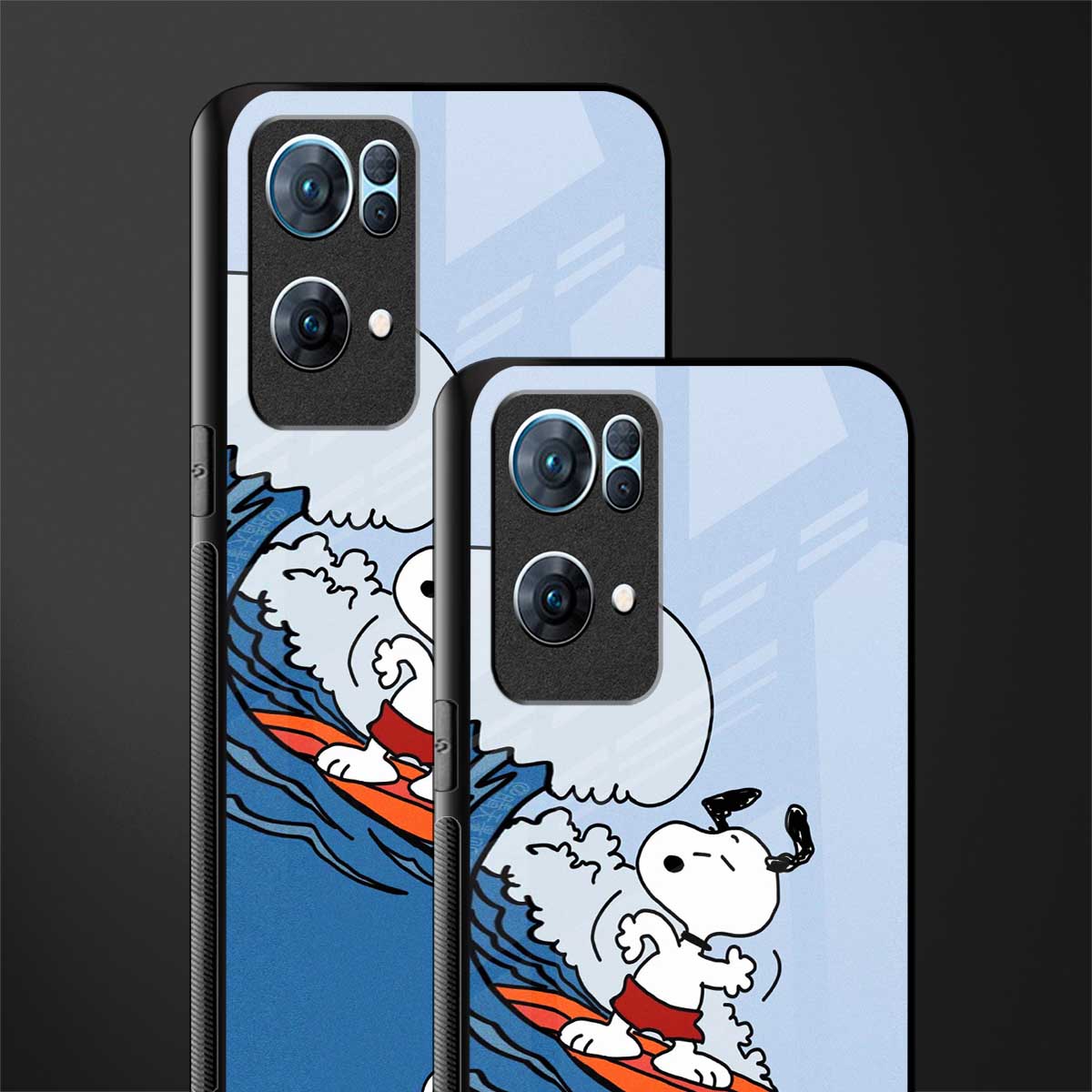 snoopy surfing glass case for oppo reno7 pro 5g image-2