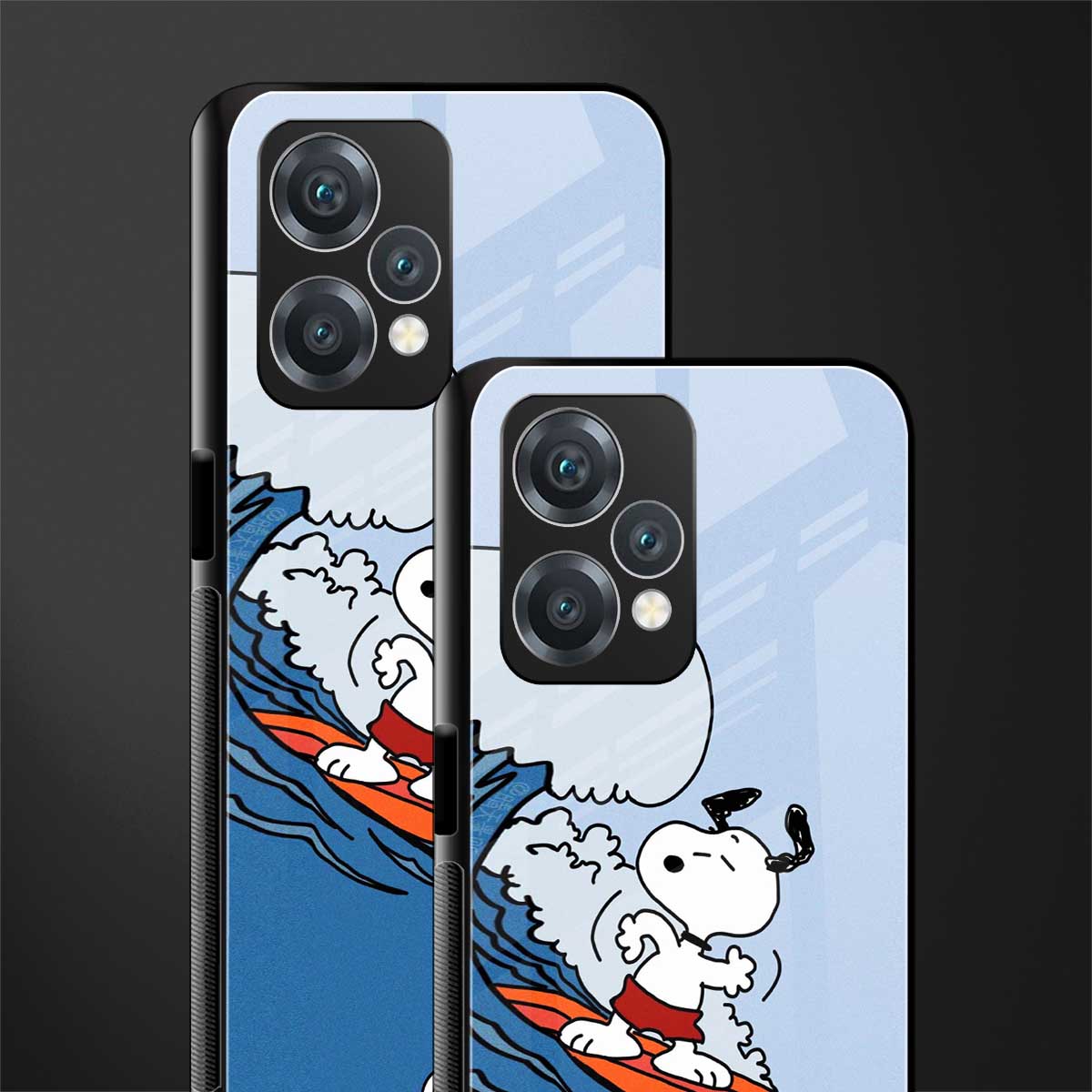 snoopy surfing back phone cover | glass case for realme 9 pro 5g