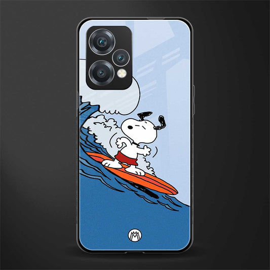 snoopy surfing back phone cover | glass case for realme 9 pro 5g