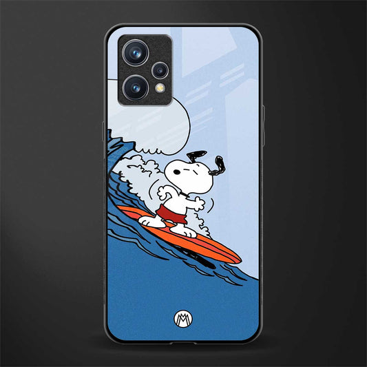 snoopy surfing glass case for realme 9 pro plus 5g image