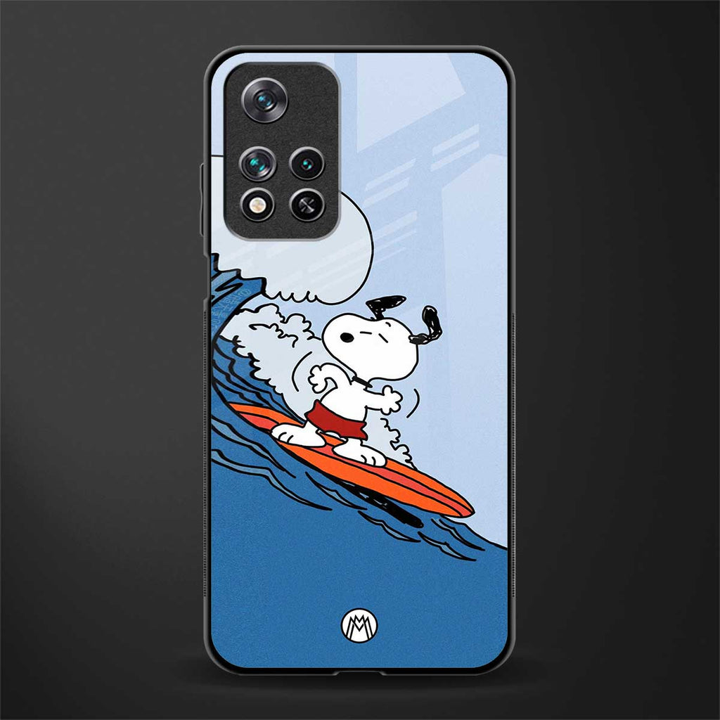 snoopy surfing glass case for xiaomi 11i 5g image