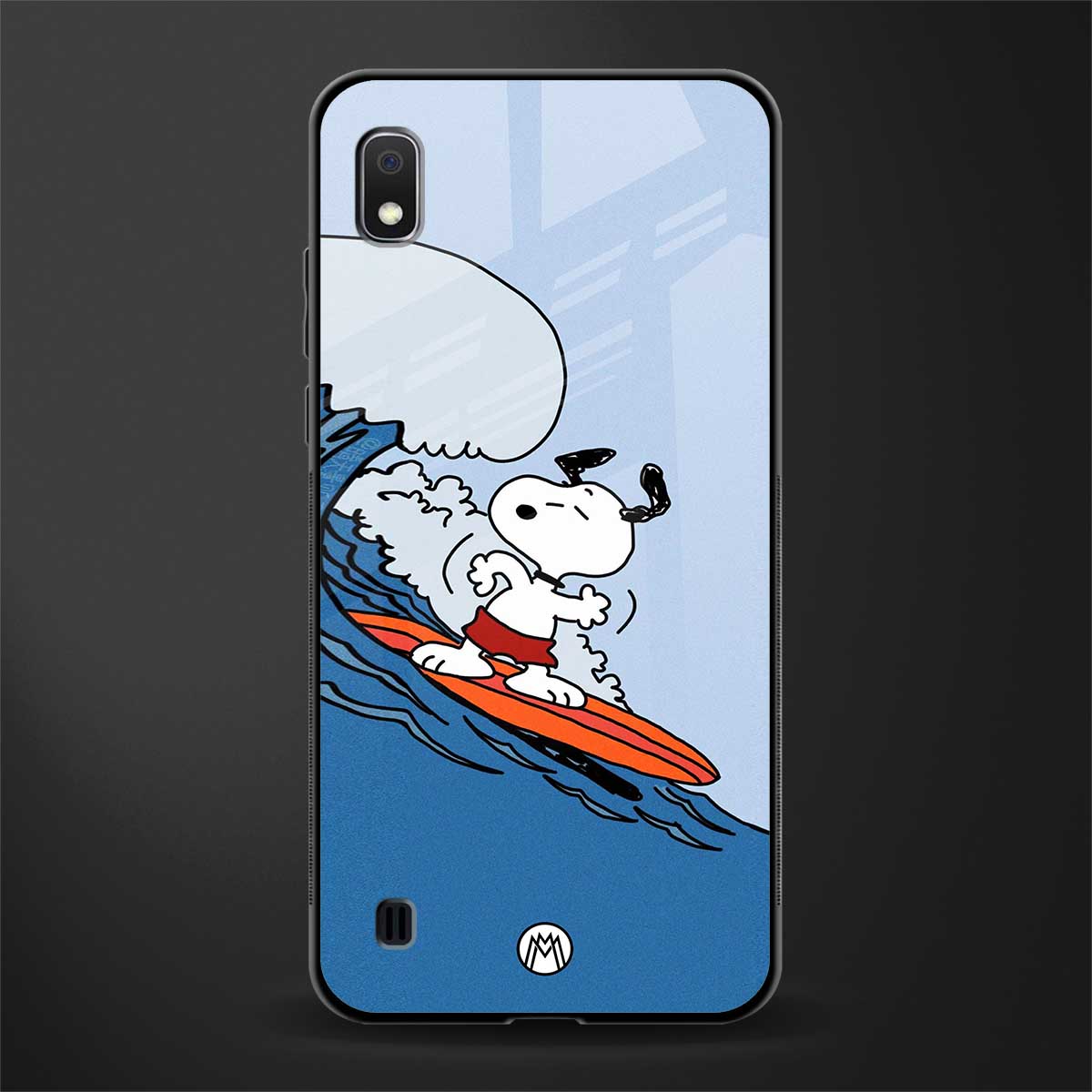 snoopy surfing glass case for samsung galaxy a10 image