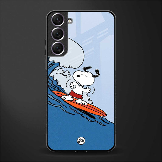 snoopy surfing glass case for samsung galaxy s21 image