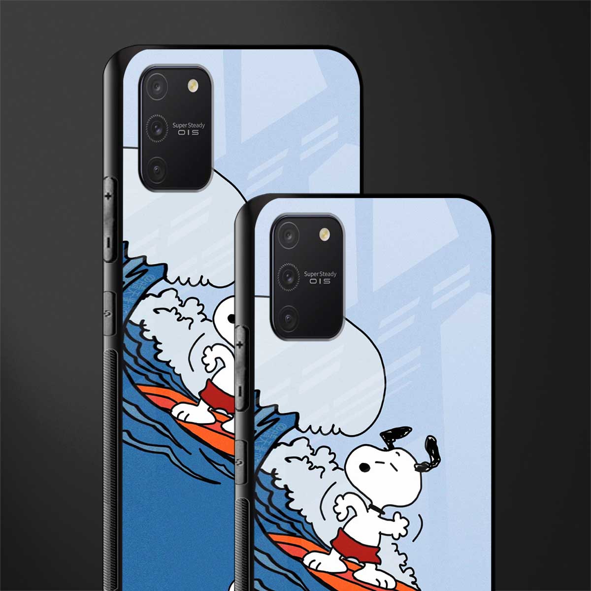 snoopy surfing glass case for samsung galaxy s10 lite image-2