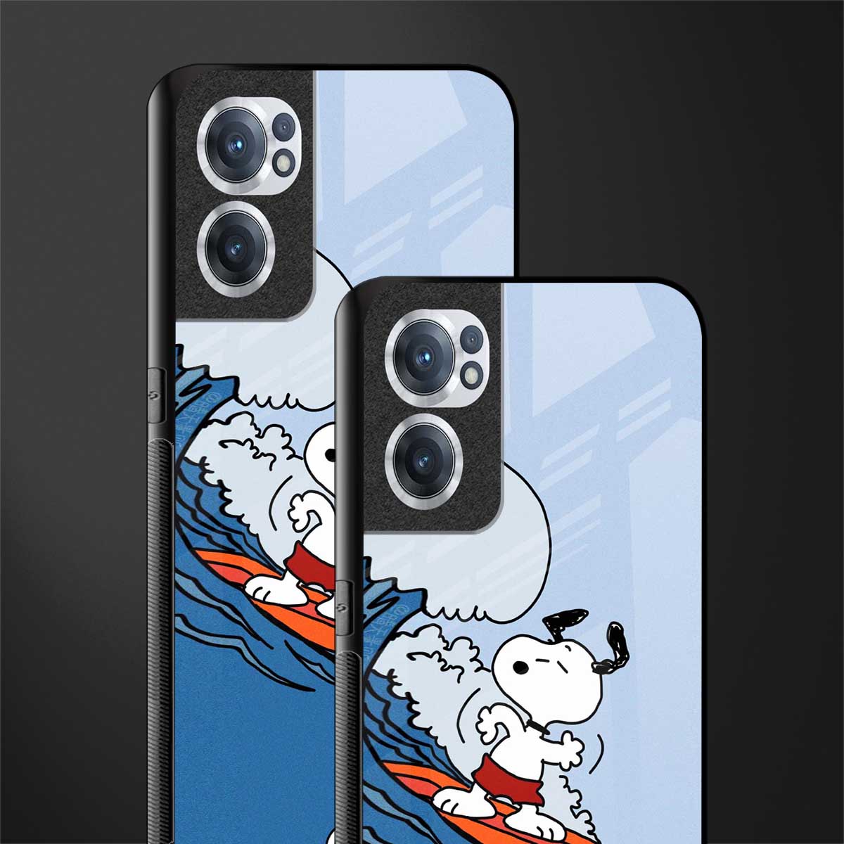 snoopy surfing glass case for oneplus nord ce 2 5g image-2