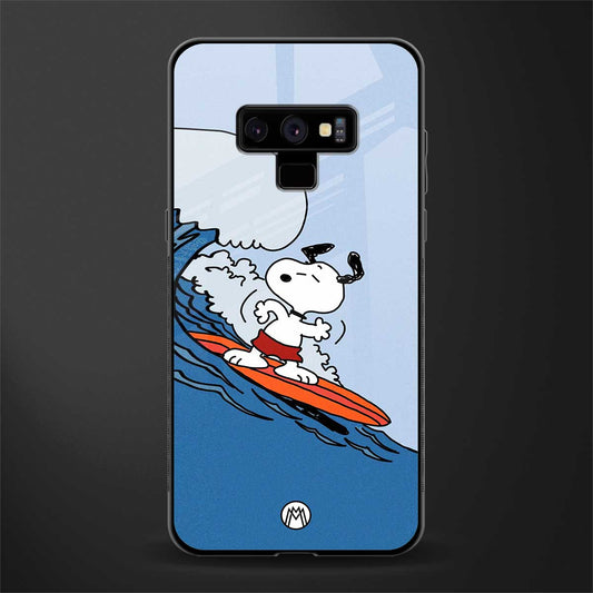 snoopy surfing glass case for samsung galaxy note 9 image