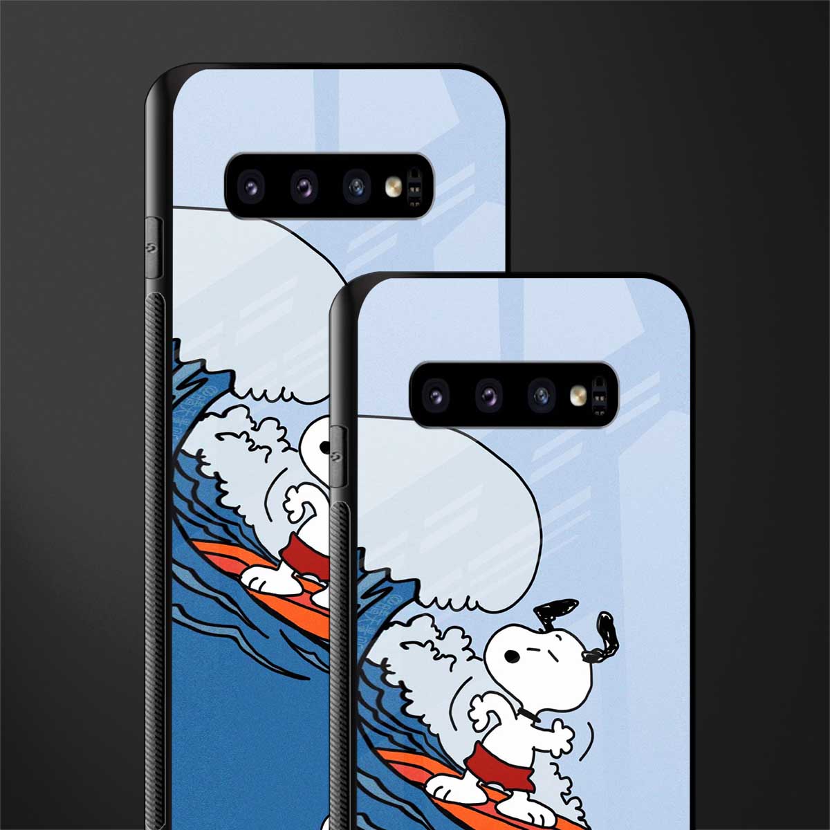 snoopy surfing glass case for samsung galaxy s10 image-2