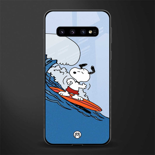 snoopy surfing glass case for samsung galaxy s10 image