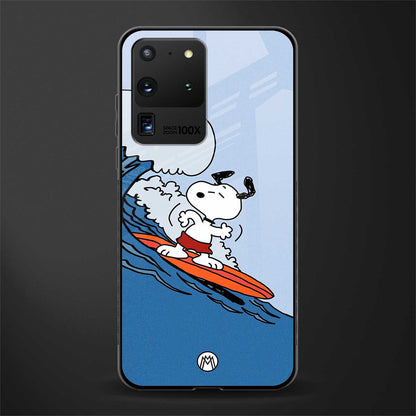 snoopy surfing glass case for samsung galaxy s20 ultra image