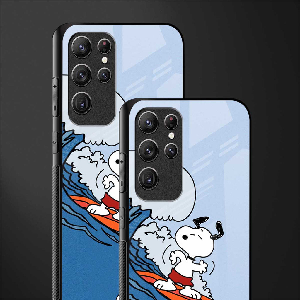 snoopy surfing glass case for samsung galaxy s21 ultra image-2
