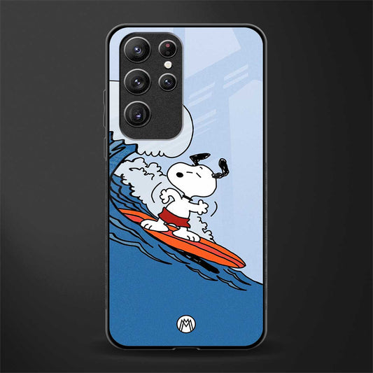 snoopy surfing glass case for samsung galaxy s22 ultra 5g image