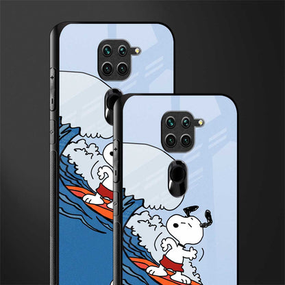 snoopy surfing glass case for redmi note 9 image-2