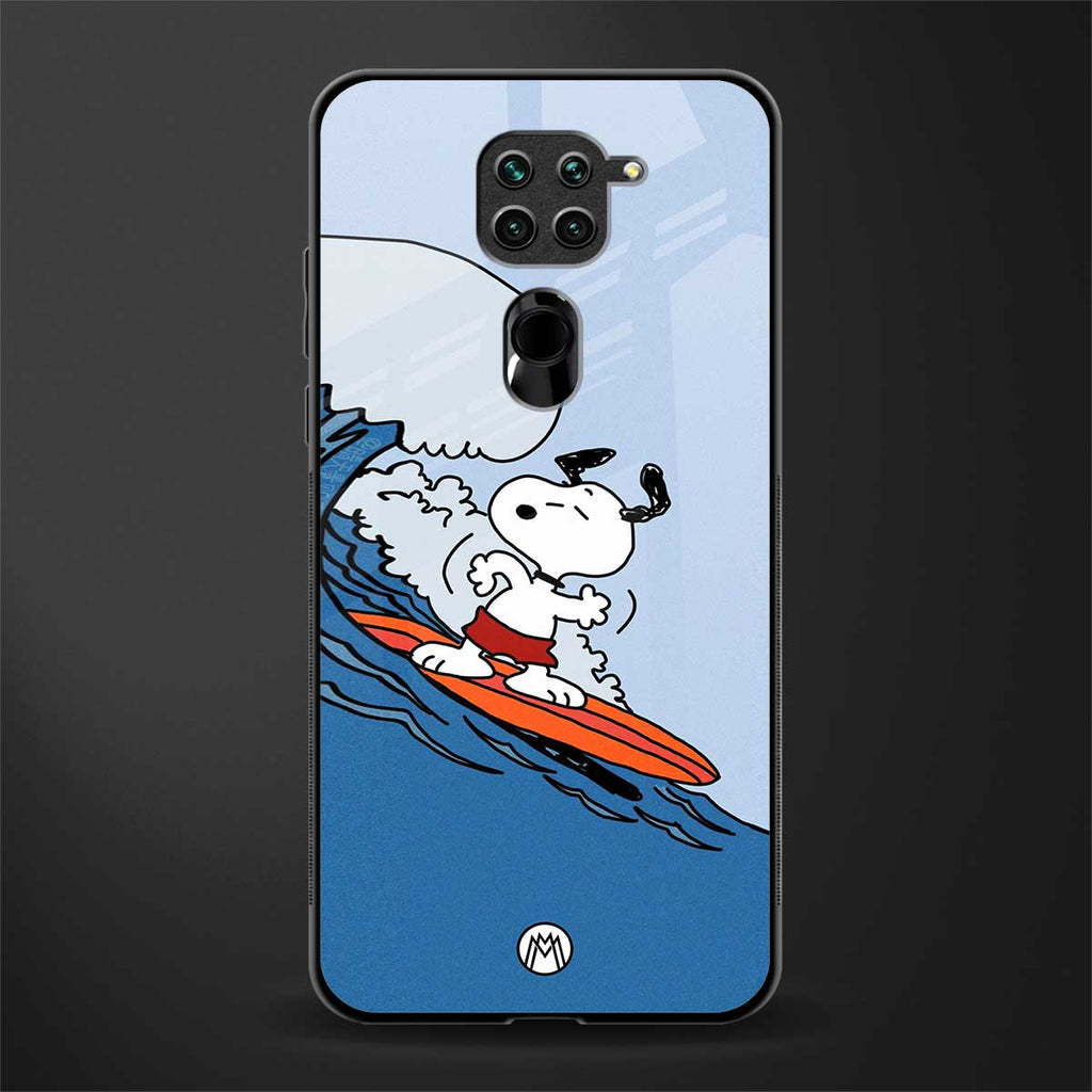 snoopy surfing glass case for redmi note 9 image