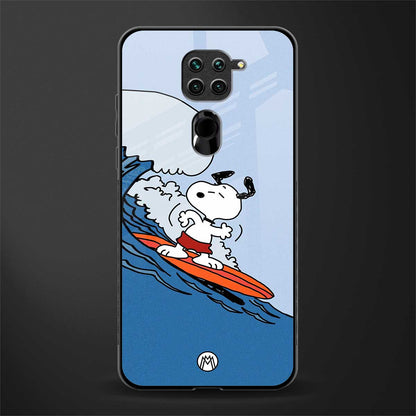 snoopy surfing glass case for redmi note 9 image