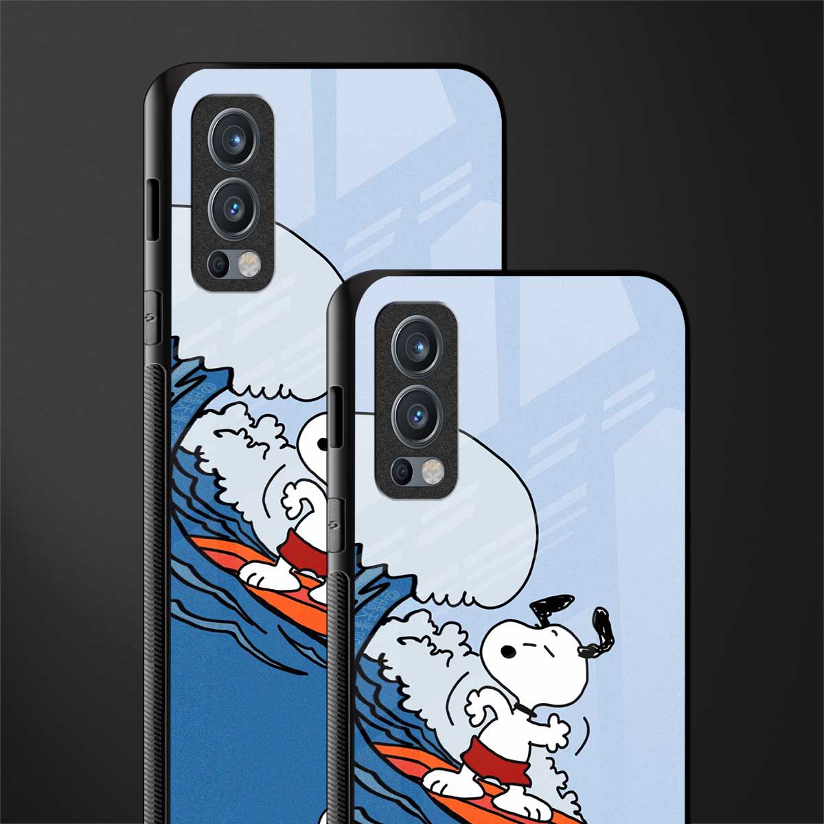 snoopy surfing glass case for oneplus nord 2 5g image-2
