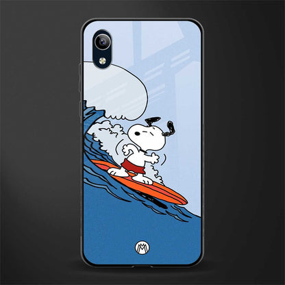 snoopy surfing glass case for vivo y1s without fingerprint image
