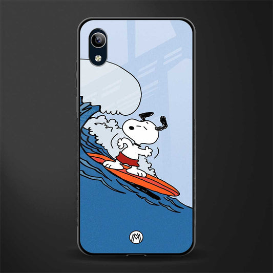 snoopy surfing glass case for vivo y1s without fingerprint image