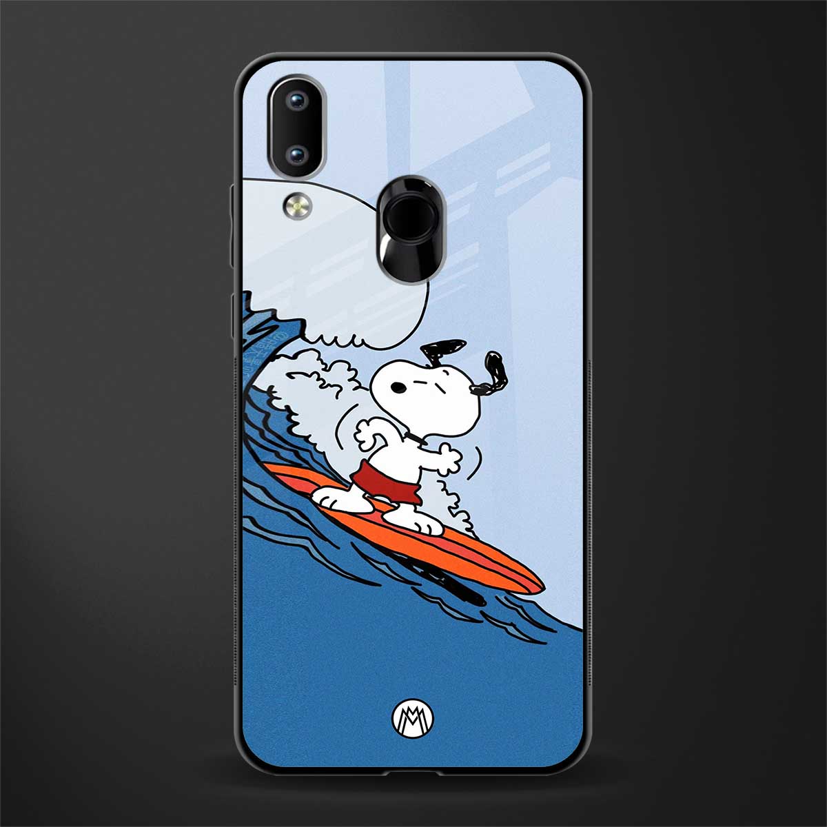 snoopy surfing glass case for vivo y95 image