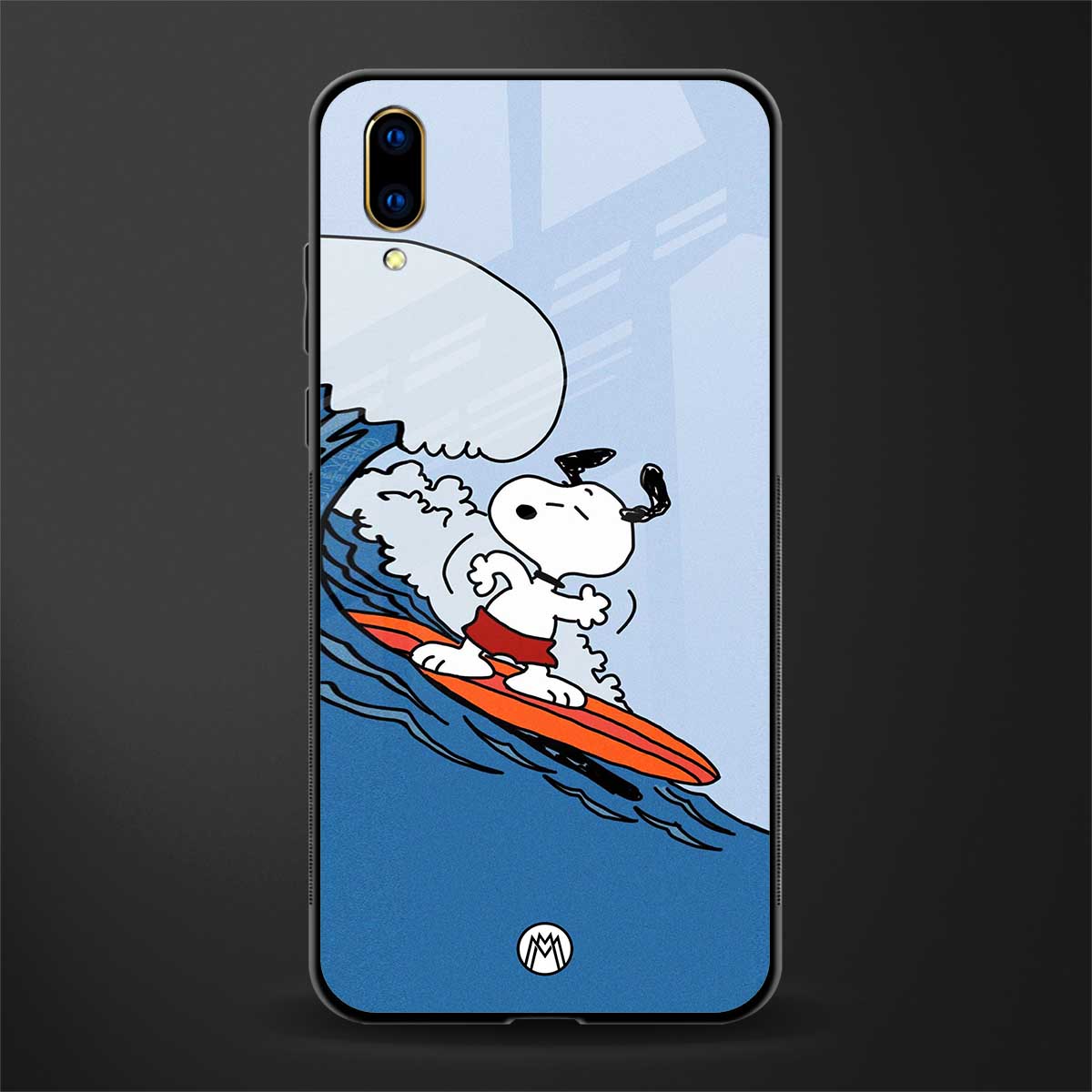 snoopy surfing glass case for vivo v11 pro image