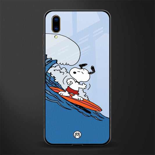 snoopy surfing glass case for vivo v11 pro image