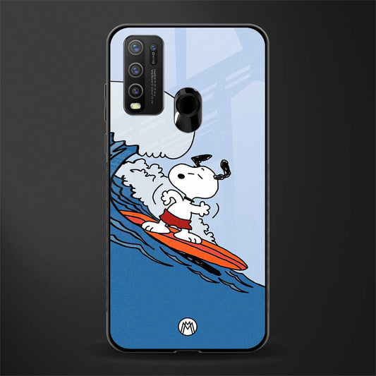snoopy surfing glass case for vivo y50 image