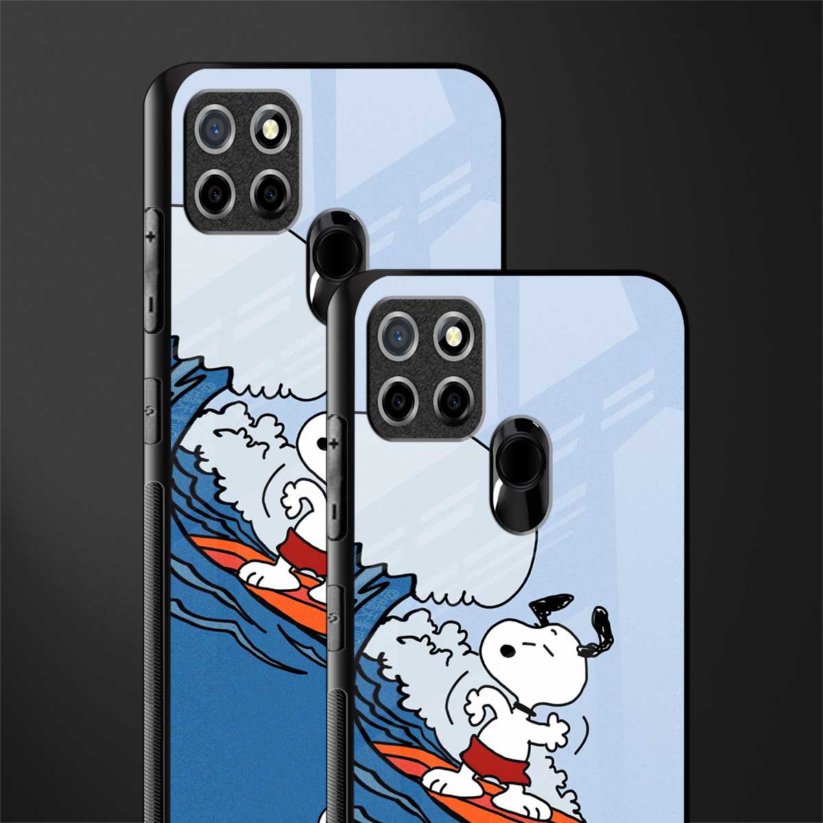 snoopy surfing glass case for realme narzo 30a image-2