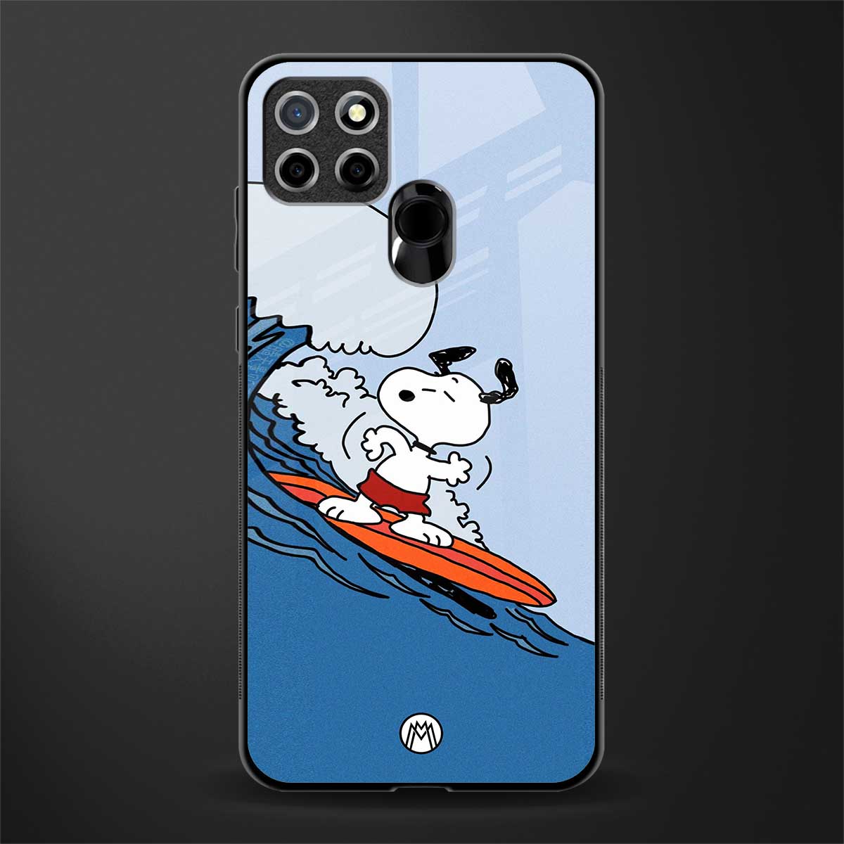 snoopy surfing glass case for realme narzo 20 image
