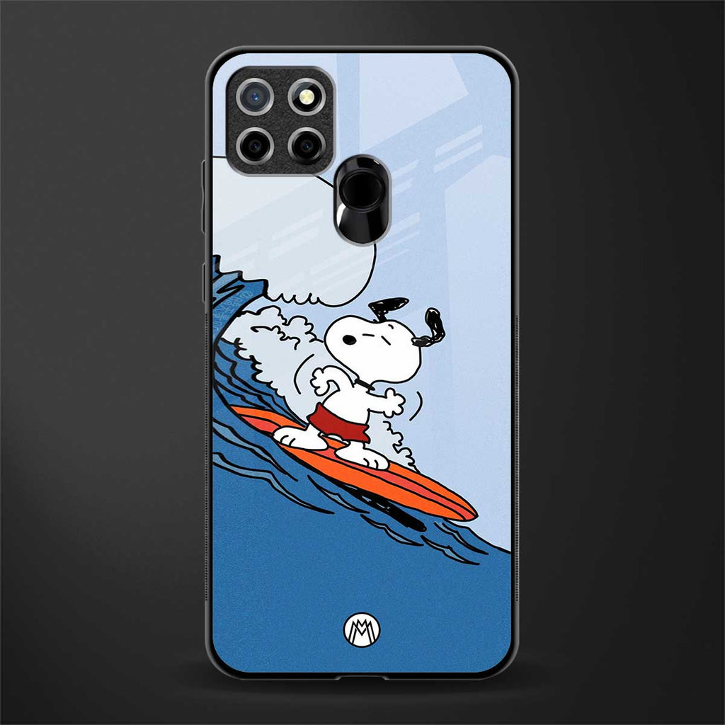 snoopy surfing glass case for realme narzo 30a image