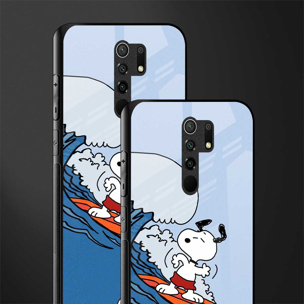 snoopy surfing glass case for poco m2 image-2