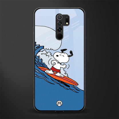 snoopy surfing glass case for redmi 9 prime image