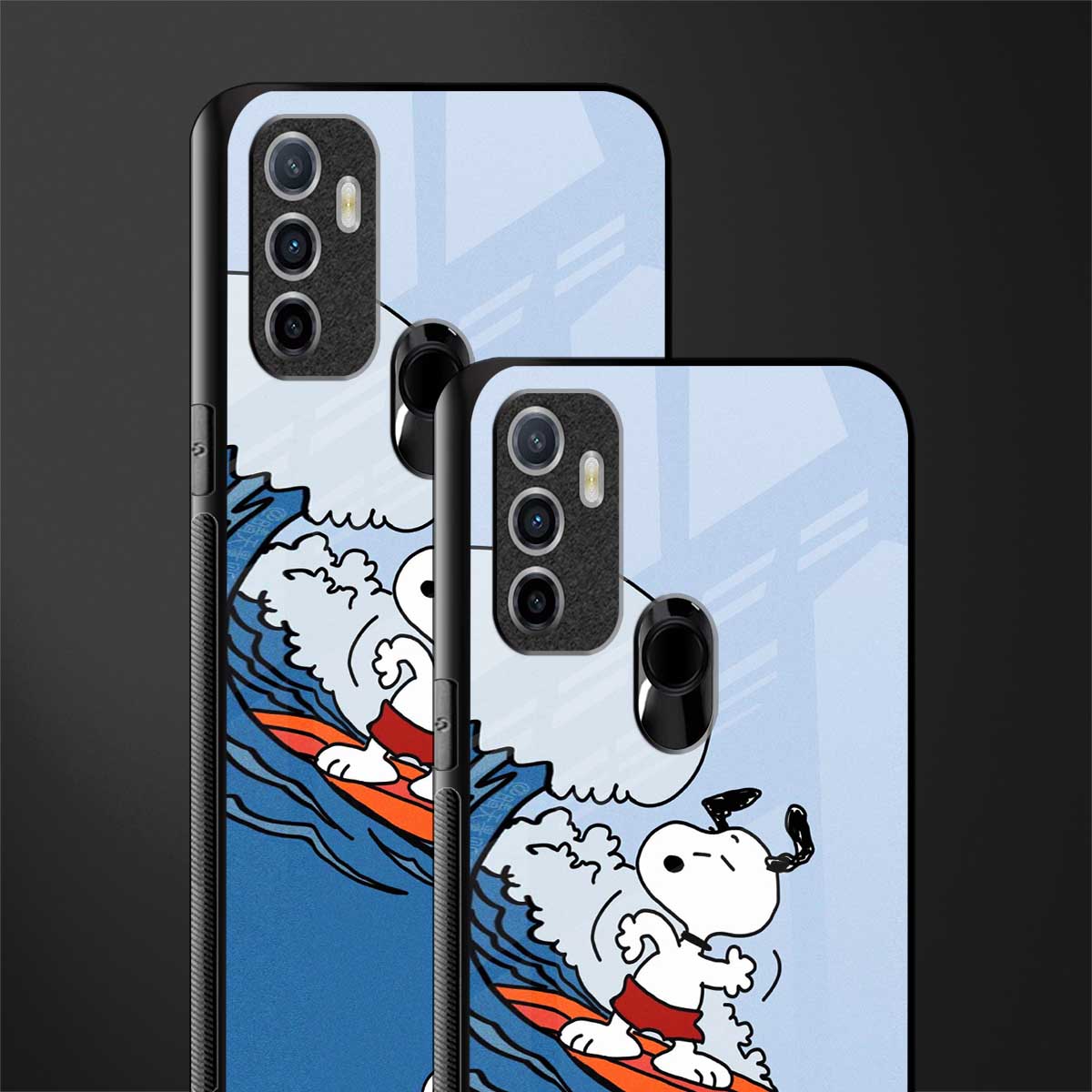 snoopy surfing glass case for oppo a53 image-2