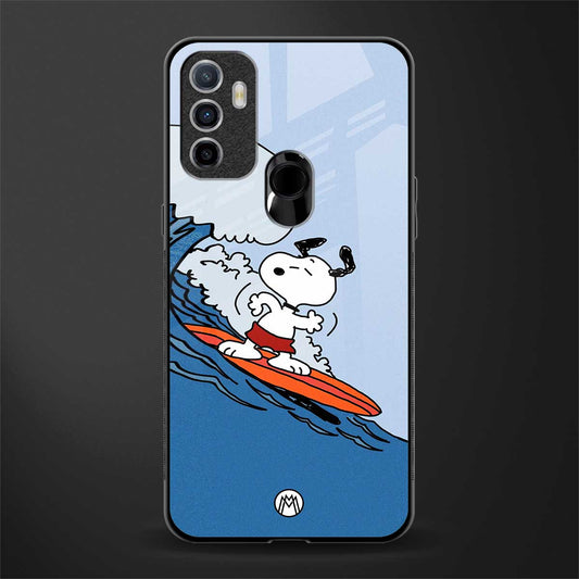 snoopy surfing glass case for oppo a53 image