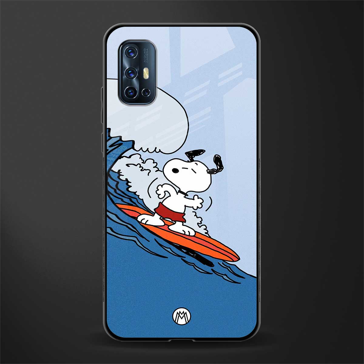 snoopy surfing glass case for vivo v17 image