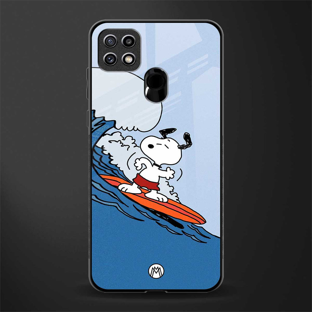 snoopy surfing glass case for oppo a15 image