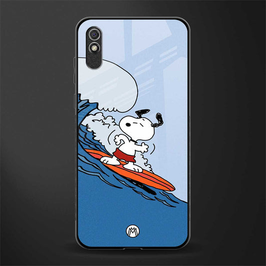 snoopy surfing glass case for redmi 9a image