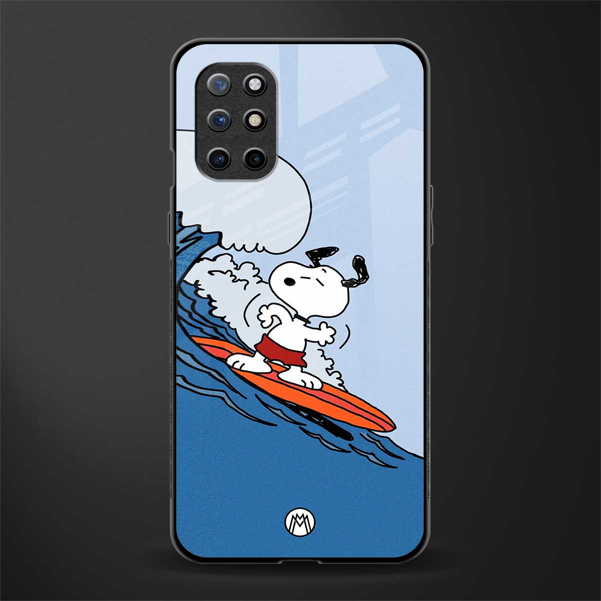 snoopy surfing glass case for oneplus 8t image